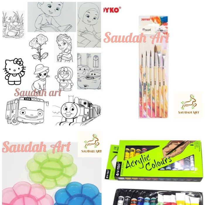 

DISKON WARNA/ Paket Kanvas Lukis Sketsa ( kanvas sketsa,palet,kuas,cat akrilik) - thomas