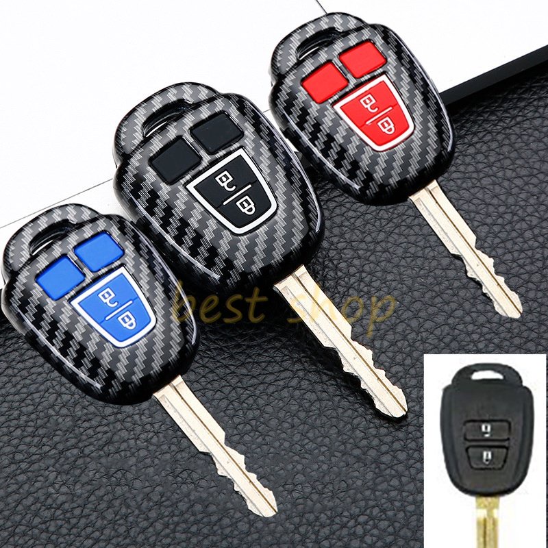 Case Kunci Mobil Carbon Fiber Toyota Vios Camry RAV4 2012-2015 Corolla 2014 2015 TOY43 Blade 2kancing Remote Car Key Shell Case Fob