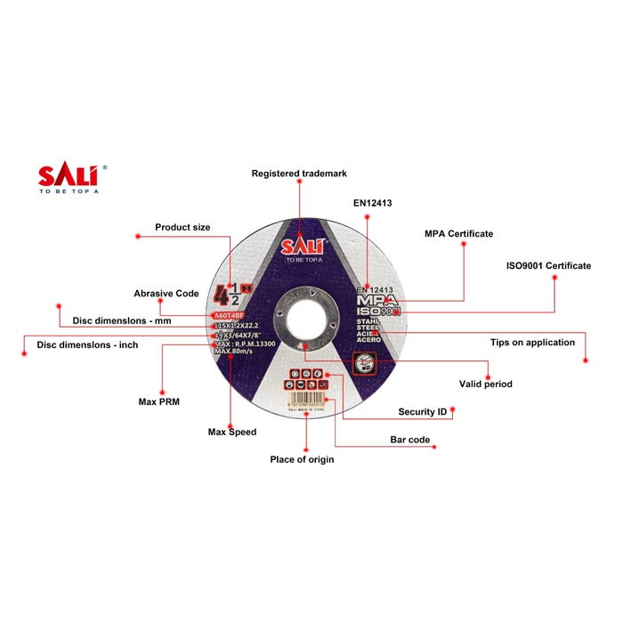 SALI Cutting Disc Wheel 4 Inch 107x1.0x16mm Pisau Batu Potong Besi