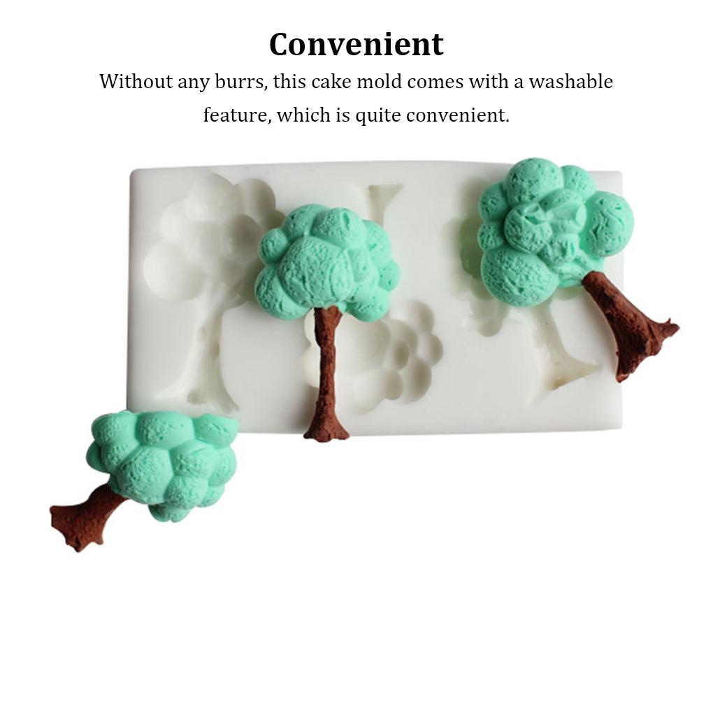 Cetakan Kue Cookie Slicer DIY Prop Berbentuk Pohon 3D Cream Dekorasi Alat Bakeware Dessert Art Pan Silikon Anti Lengket