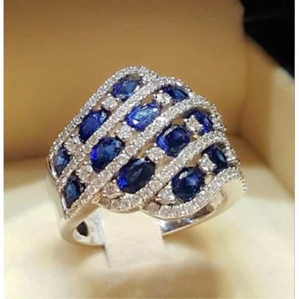 Goldkingdom Fashion Perhiasan Aksesoris Ready Stock Bertatahkan Safir Mikro Bertatahkan Cincin Perempuan Eropa Dan Amerika Mawar Merah Berlian Engagement Ring Female