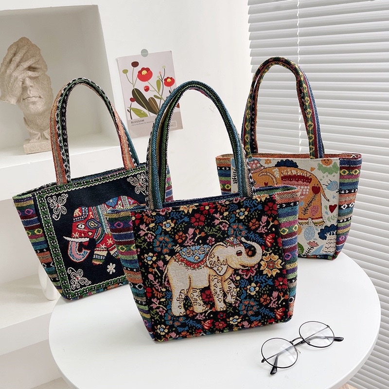 MAGEFY Tas Tote Motif Gajah Wanita Import Tas Totebag Handbag 1275