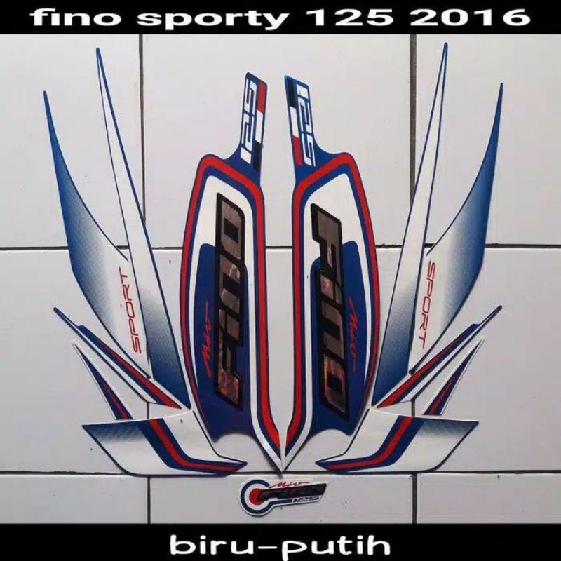 Striping sticker lis body yamaha mio fino sporty 125 thn 2016 biru putih /Stiker motor