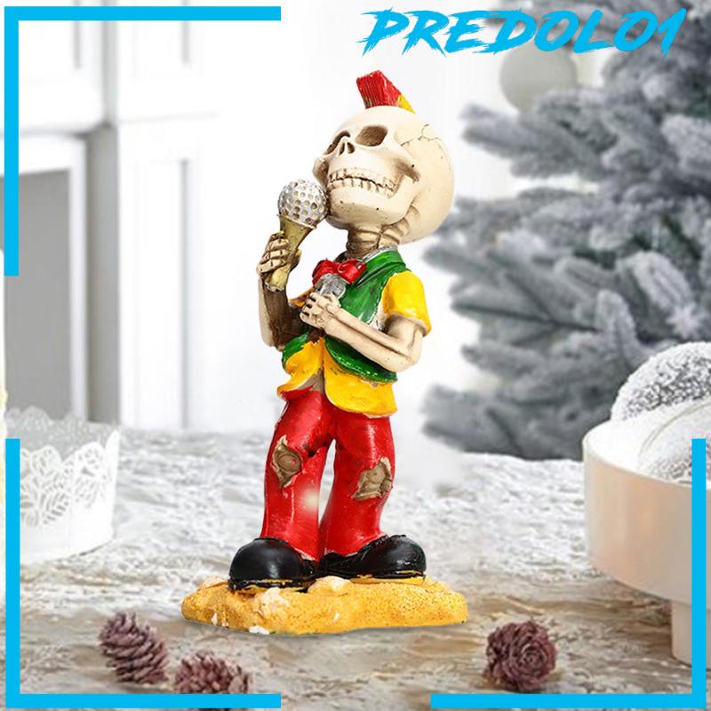 [Predolo1] Patung Tengkorak Lucu Koleksi Resin Skull Band Figurine Dekorasi Meja