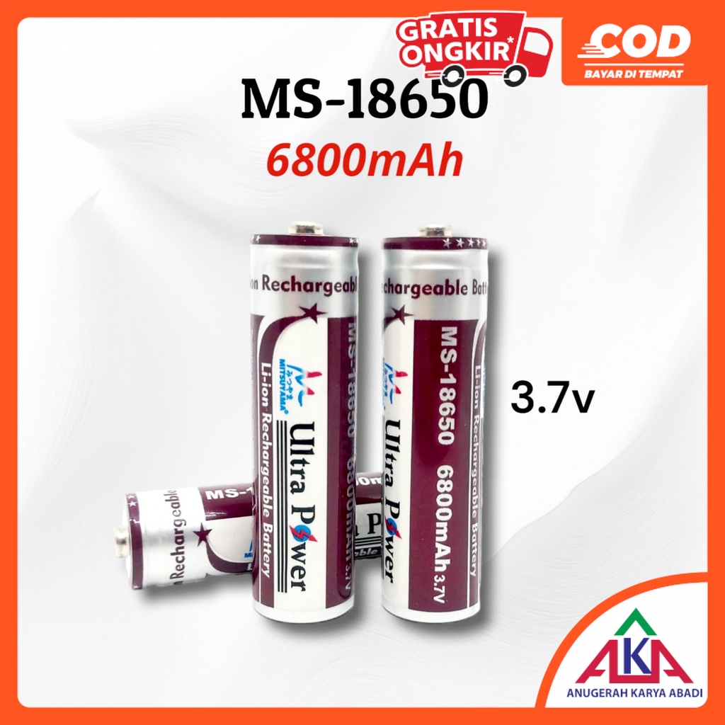 Baterai Cas 18650 MITSUYAMA MS-18650 6800 mAh Rechargeable Battery