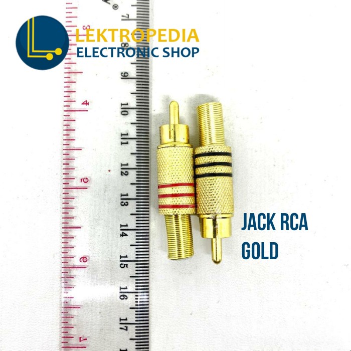 Jack RCA GOLD Set Jek Emas Male Merah Hitam Sepasang Konektor Plug
