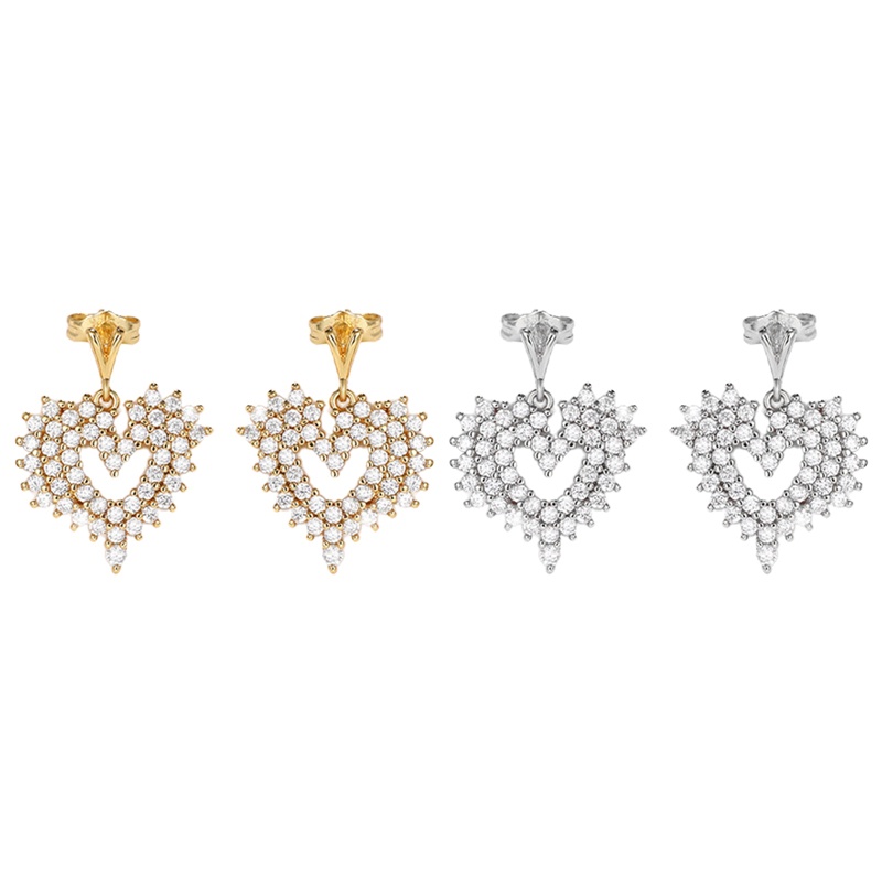 Sparkling Cubic Zirconia Heart Drop Earrings Untuk Wanita Baru Didesain Perempuan Aksesoris Telinga Pesta Pernikahan Perhiasan Trendi
