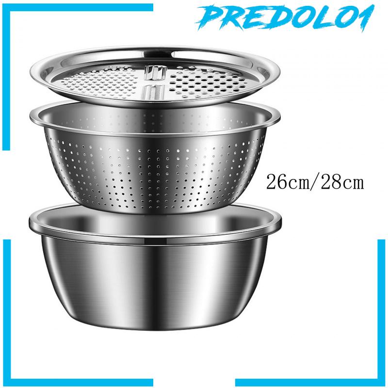 [Predolo1] Parutan Stainless Steel Baskom Mangkuk Cuci Sayur Dapur Portable