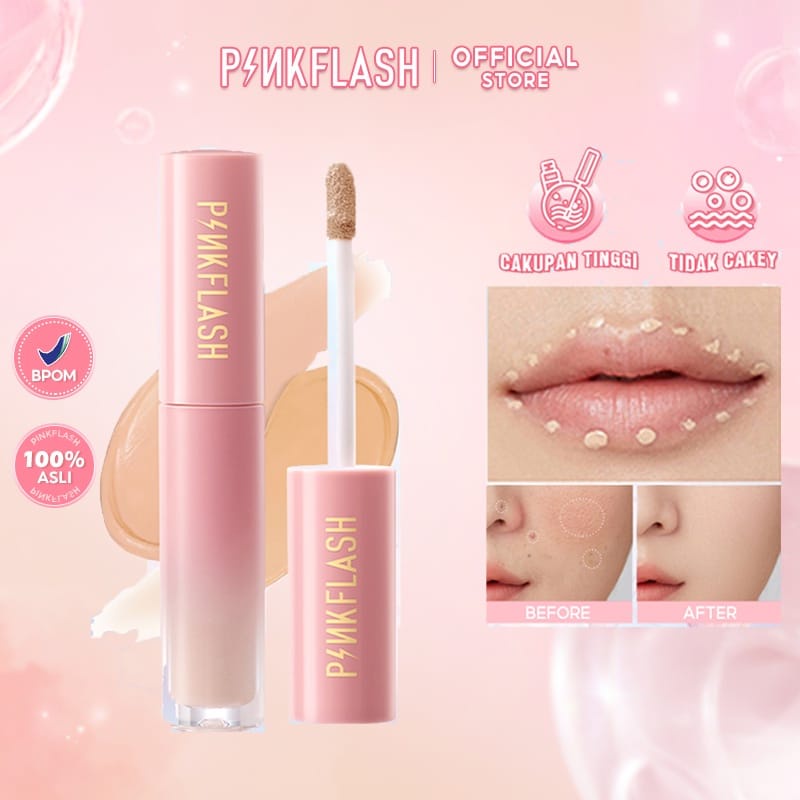 [BPOM&amp;ORI] PINKFLASH PF-F04 OhMyBreath Breathable Liquid Concealer Tahan Lama Matte 5 Colors