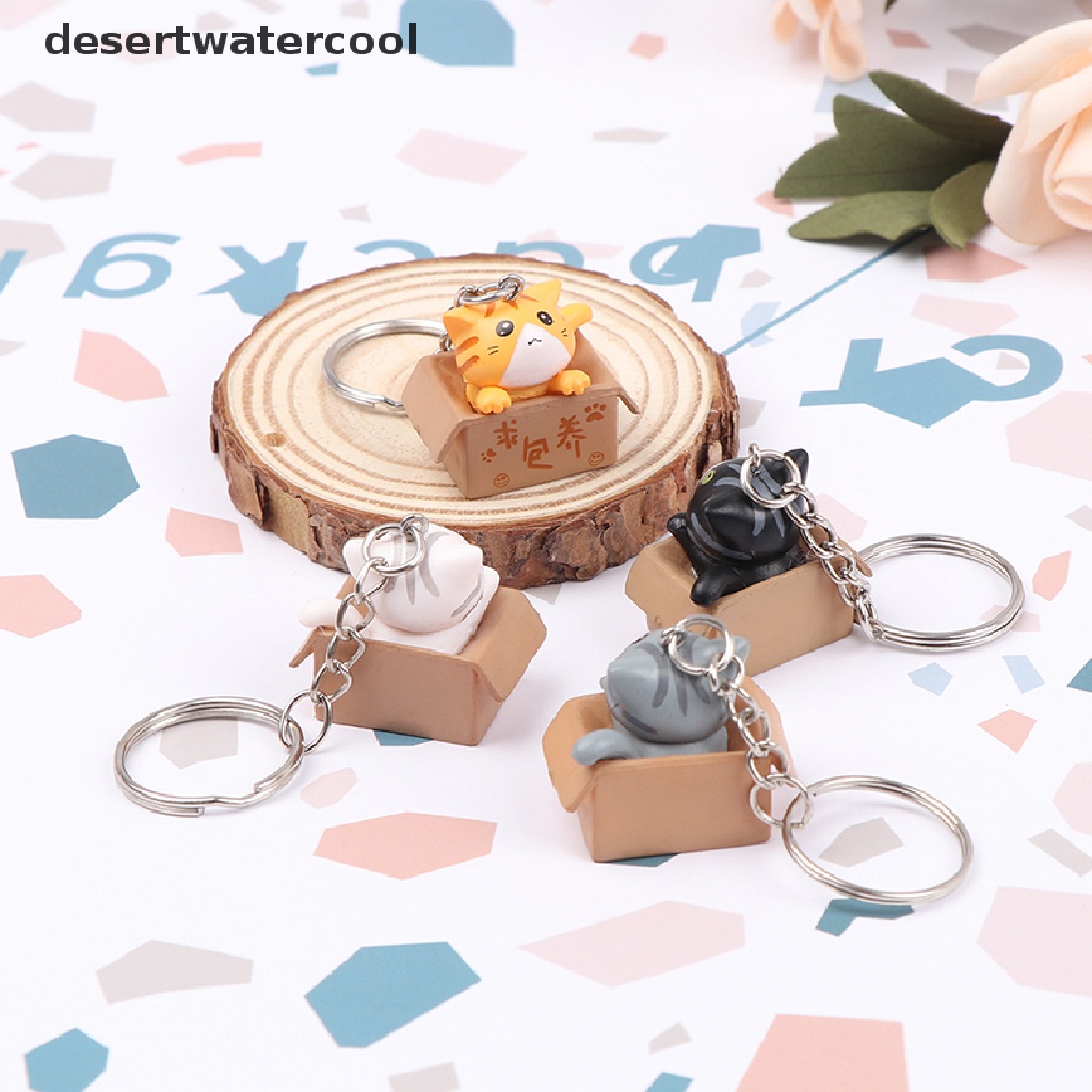 Deid Gantungan Kunci Kucing Kotak Kecil Yang Lucu Kawaii Kitten Car Keychain Fashion Letter Keyring Martijn