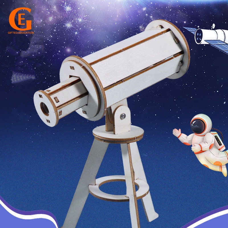 GIFTED EDUCATION DIY Telescopic Monocular Telescope Wooden Model Building Kits Assembly Toy Children School Project Gift