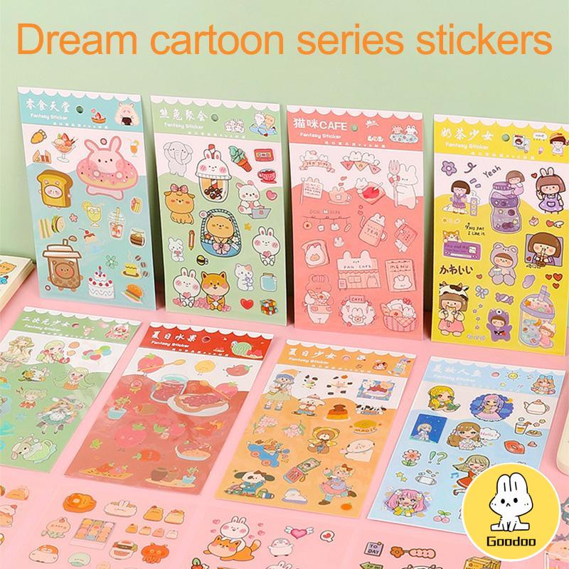 6pc Stiker Cute Cartun Lucu Food Pet Diy Diary Jurnal Palnner Deco Hias -Doo