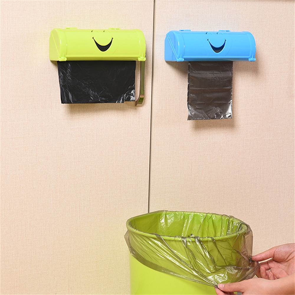 ღ Wall-Mounted Sampah Tas Kotak Penyimpanan Sampah Tas Penyimpanan Dispenser Kantong Sampah Pemegang Multi-Tujuan Dapur Kamar Mandi tempat Sampah Kantong Wadah Penyimpanan