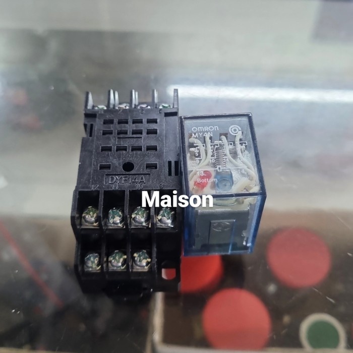 Omron Relay MY4N 12VAC plus socket / my4n 12v - Relay saja