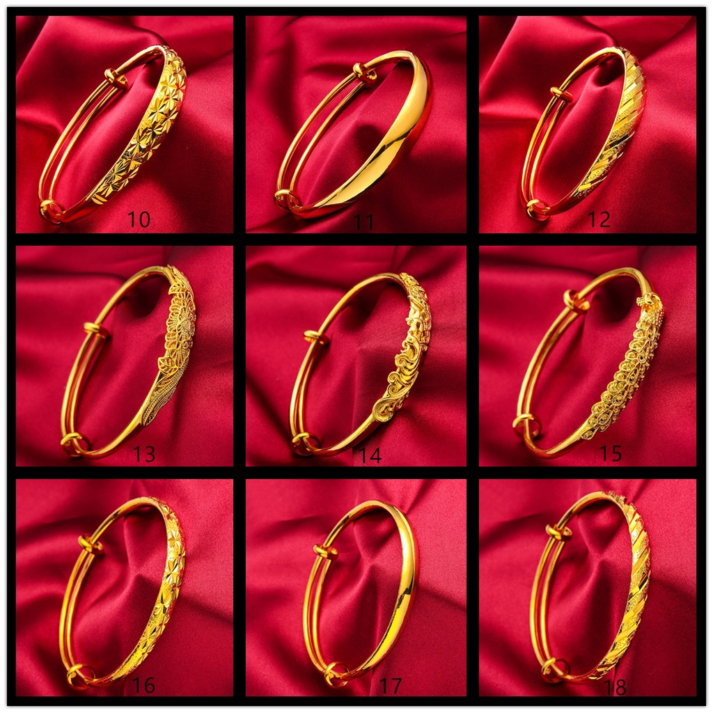 Goldkingdom Aksesoris Perhiasan Fashion Ready Stock Berlapis Emas Push-pull Gelang Manik Emas Kecil Ringan Mewah Dan Minimalis Untuk Membawa Keberuntungan Dan Rejeki