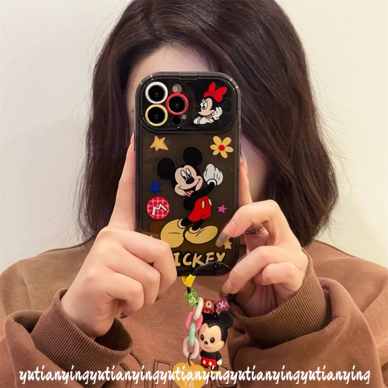 IPHONE Flip Make Up Cermin Mickey Minnie Mouse Cute Case Kompatibel Untuk Iphone14 11 13 12 Pro Max7 8 Plus X XR XS Max SE 2020 Shockproof Soft TPU Kartun Disney Phone Cover