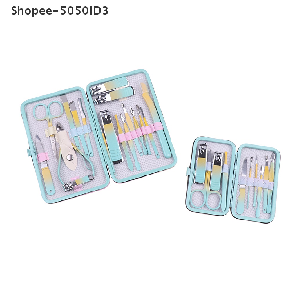 [HOT] 10 /12 /18Pcs Set Gunting Kuku Bahan Stainless Steel Manicure Tools Dengan Case [ID]