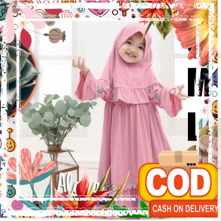Gamis Anak perempuan Usia 0 1 2 3 4 5 6 7 8 9 10 11 12 Bulan 2 3 4 5 6 7 Tahun  Tahun Motif polos Mo