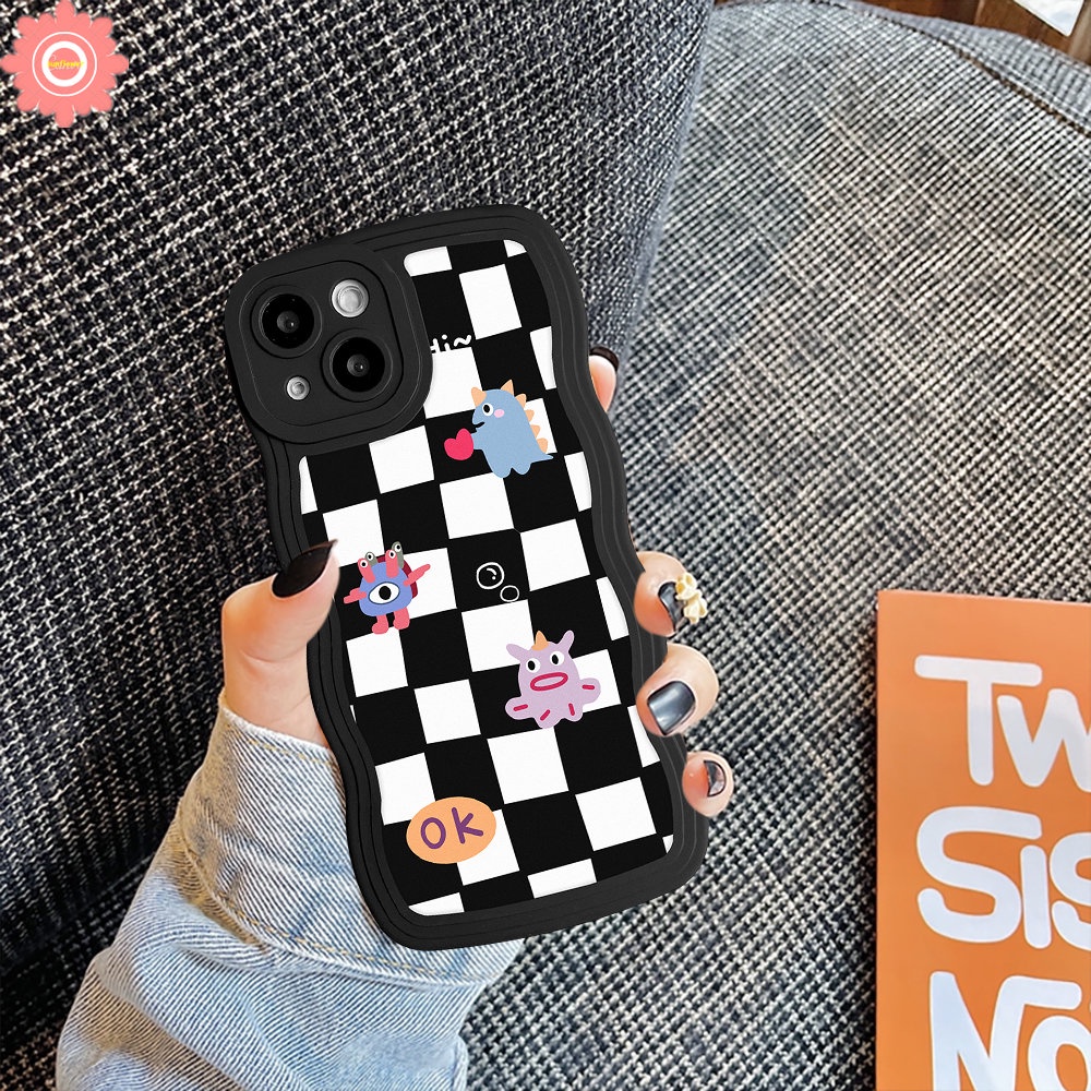 Infinix Hot 11 10 Play 12 10T 9 8 10Lite 11s 12i 20 20s Note 12 2023 12 G96 8 10Pro 12Pro Smart 6 Plus 5 4 Hot 10s 11s NFC Chessboard Little Monsters Diamond Grid Cartoon Cover