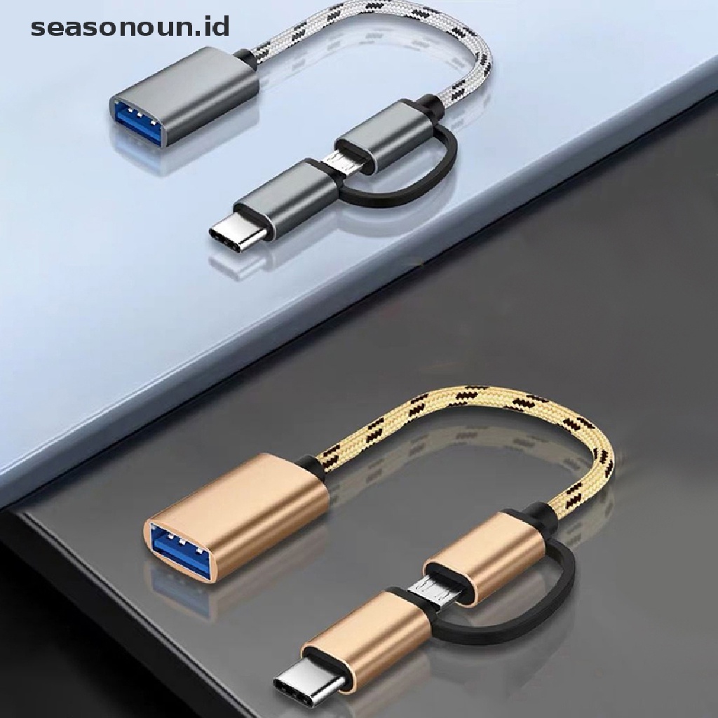 Seasonoun 2in1 type-c to USB 3.0 adapter Konektor Kabel Cas Handphone.