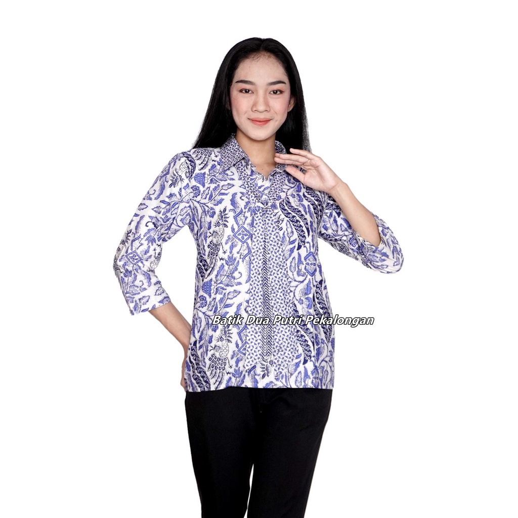 Blouse Batik Wanita Atasan Batik Berdasi Lengan Pendek Dan 7/8 Batik Dua Putri Collection