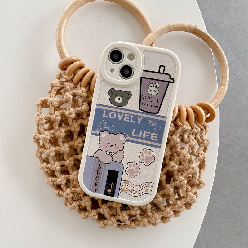 Cute Little Bear Case OPPO A9 A5 A31 A53 A33 2020 A7 A5S A12 A11K F9 F11 A15S A35 A52 A92 A54 A36 A96 A83 A57 A3S A16 A1 Pro Reno 3 5 6 7Z 9 Black Milk tea Bear