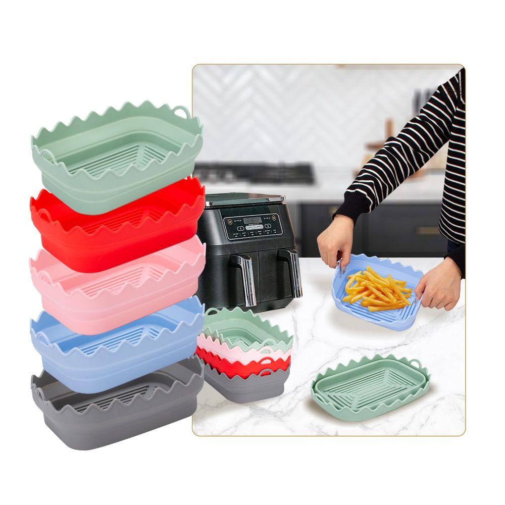 Solighter Air Fryer Silicone Pot New Rectangle Basket Mat Baking Tray