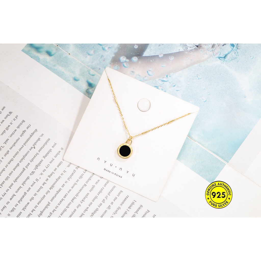 S925 Perak Romawi Dua Sisi Shell Cincin Kalung Cahaya Mewah Bermutu Tinggi Aksesoris U1603