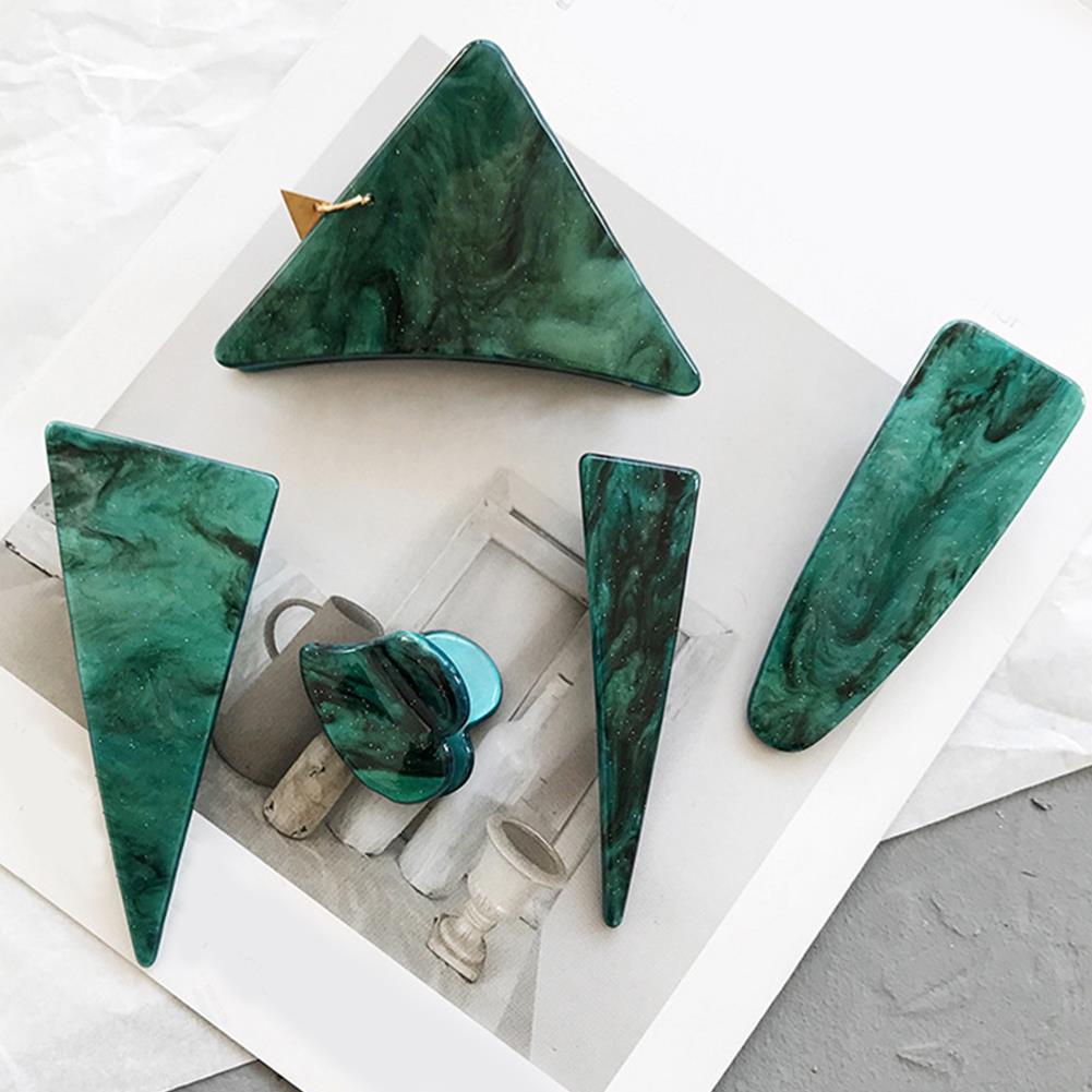 Jepit Rambut Untuk Wanita Perempuan Fantasi Gradien Emerald Series Jepit Rambut Segitiga Geometris Hair Clip Fashion Aksesoris Rambut