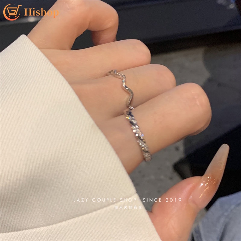 2pcs/set Simple Gold Silver Rings Set for Women Stripe Wave Finger Ring Accessories Jewelry