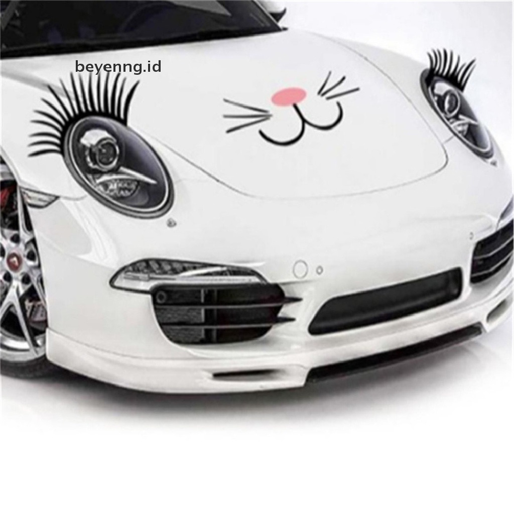 Beyen 2PCS 3D Charming Black False Eyelashes Lash Sticker Car Headlight Decoration ID