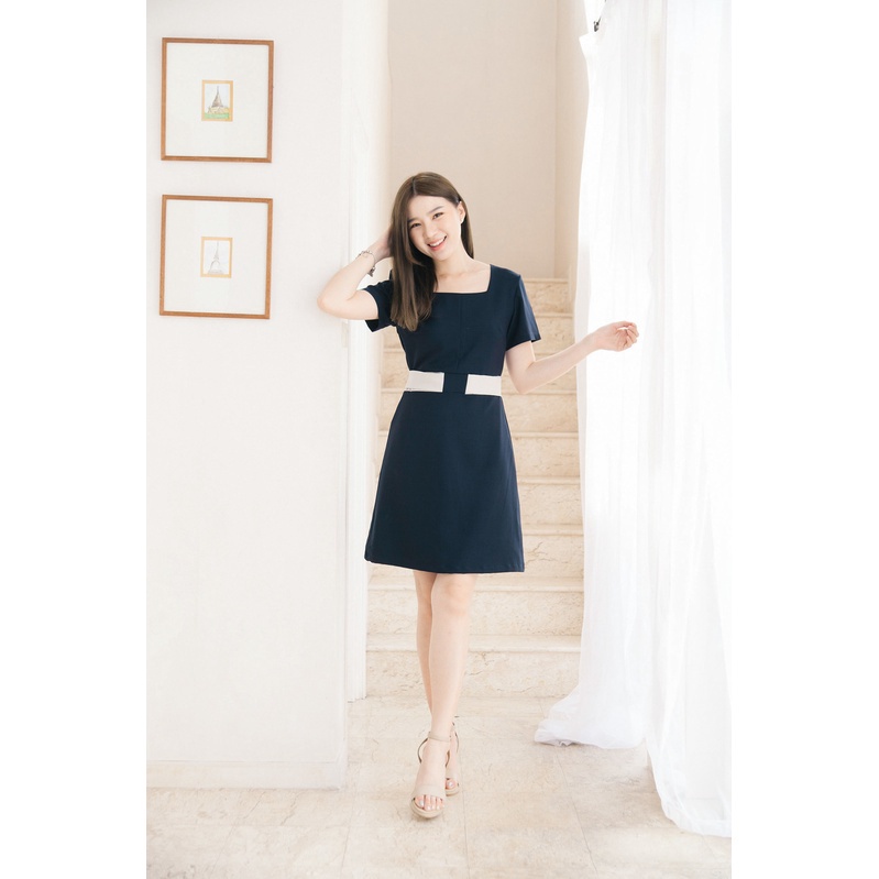 ilook | Dress Tamy Scuba | Dress Midi Korean Style | Boat Neck Casual