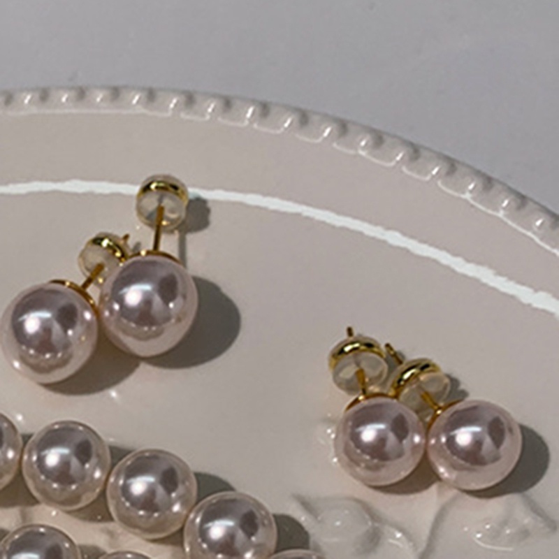 Ladies Fashion Pearl Stud Earrings Alloy Anting Pejantan