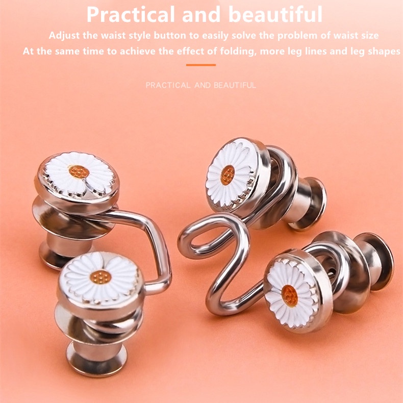 Kancing Jeans Logam Simple Adjustable Motif Bunga Daisy Kait Pengecil Lingkar Pinggang Celana Kancing Celana Jeans Model Bisa Dilepas Detachable Waist Button Murah Import