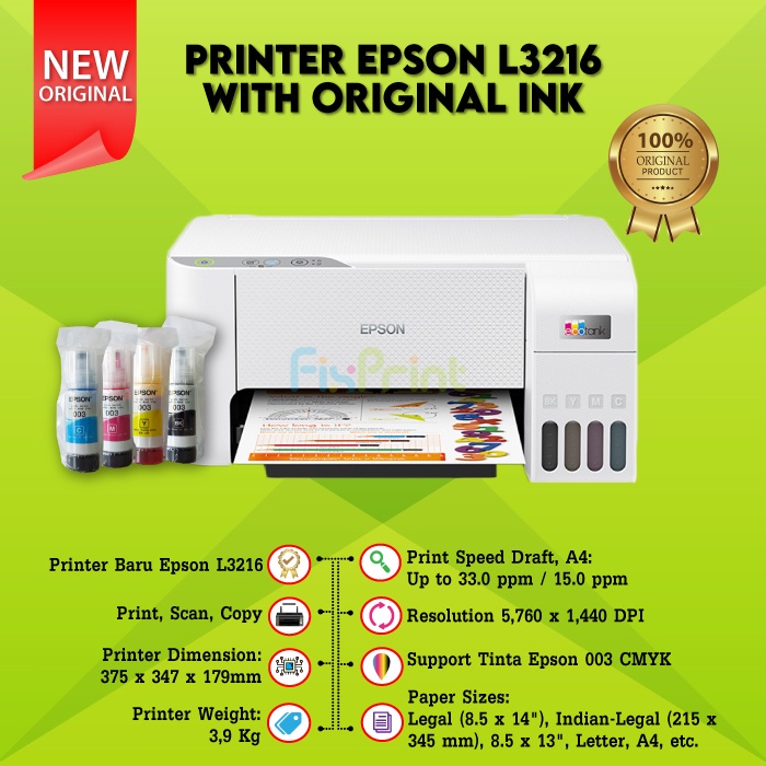 PRINTER EPSON L3210 PRINT SCAN COPY A4 GARANSI RESMI PENGGANTI L3110 ALL IN ONE