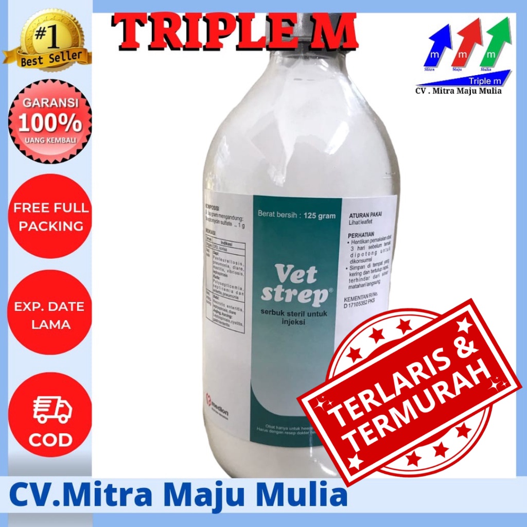 VET STREP 125 gr VETSTREP MEDION Obat Hewan Mastitis Crd Ngorok Batuk Flu Penyakit Pernafasan