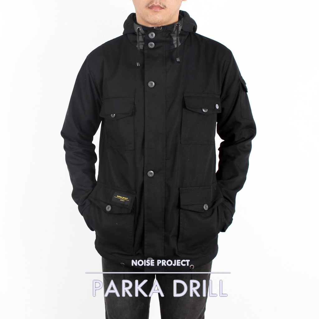 Jaket Parka Canvas Drill WOLV Pria M L XL