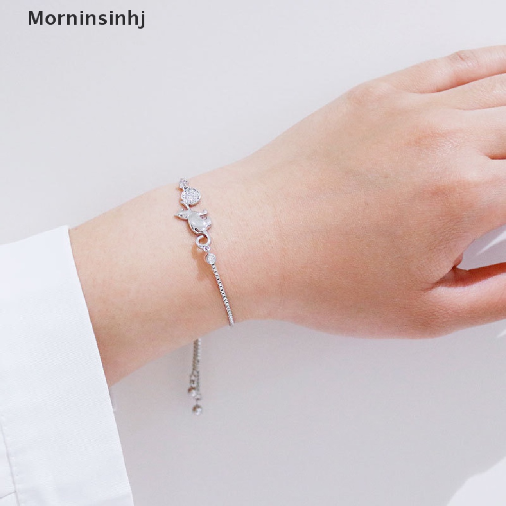 Mornin Gelang Charm Bola Kucing Kristal Cubic Zirconia Trendy Untuk Wanita Perhiasan Simple id