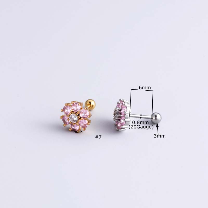 1biji2023baru Anting Tulang Rawan Stainless Steel Barbel Sekrup 20Gauge Helix Lobe Piercing Stud