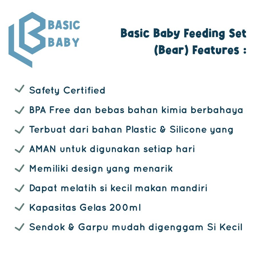 Basic Baby - Feeding Set Bear | Set Peralatan Makan Bayi