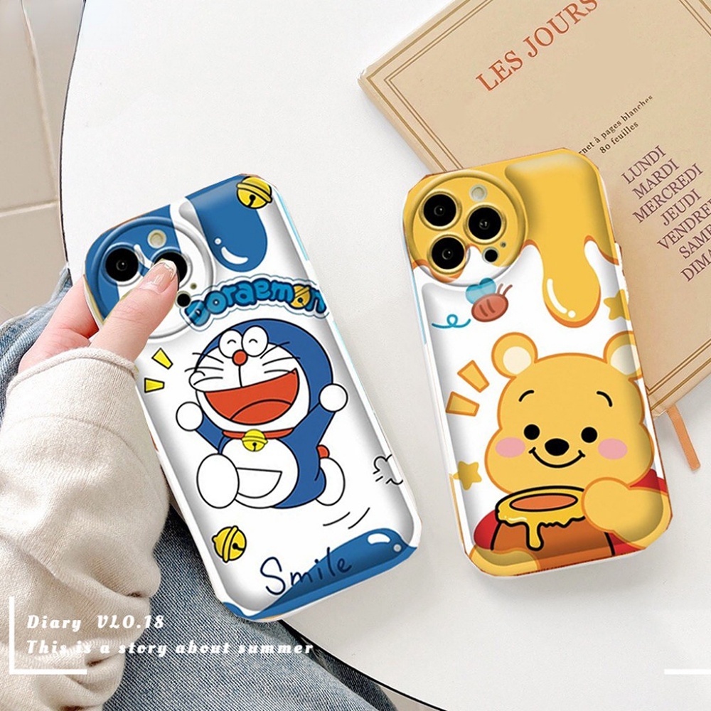 Case Samsung A14 A04 A04S A13 A03 A03S A12 A52 A52S A21S A50 A50S A30S A20 A10S A11 M11 J7 Prime J7 Pro J6Prime J6Plus Cute Winnie the Pooh Dan Doraemon Air Cushion TPU Phone Cover
