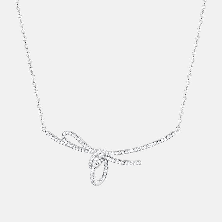 Goldkingdom Aksesoris Perhiasan Fashion Ready Stock Desain Berlian Pita Simpul Kalung Pita Mewah Ringan Rantai Tulang Selangka Wanita