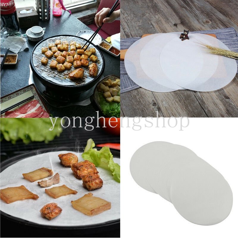 500pcs/set Kertas Kukus Bulat Microwave Oven Baking Paper Liner Oil-proof BBQ Grill Paper Pastry Dim Sum Bun Non Stick Pads Hamburger Patty Blotting Kertas Minyak