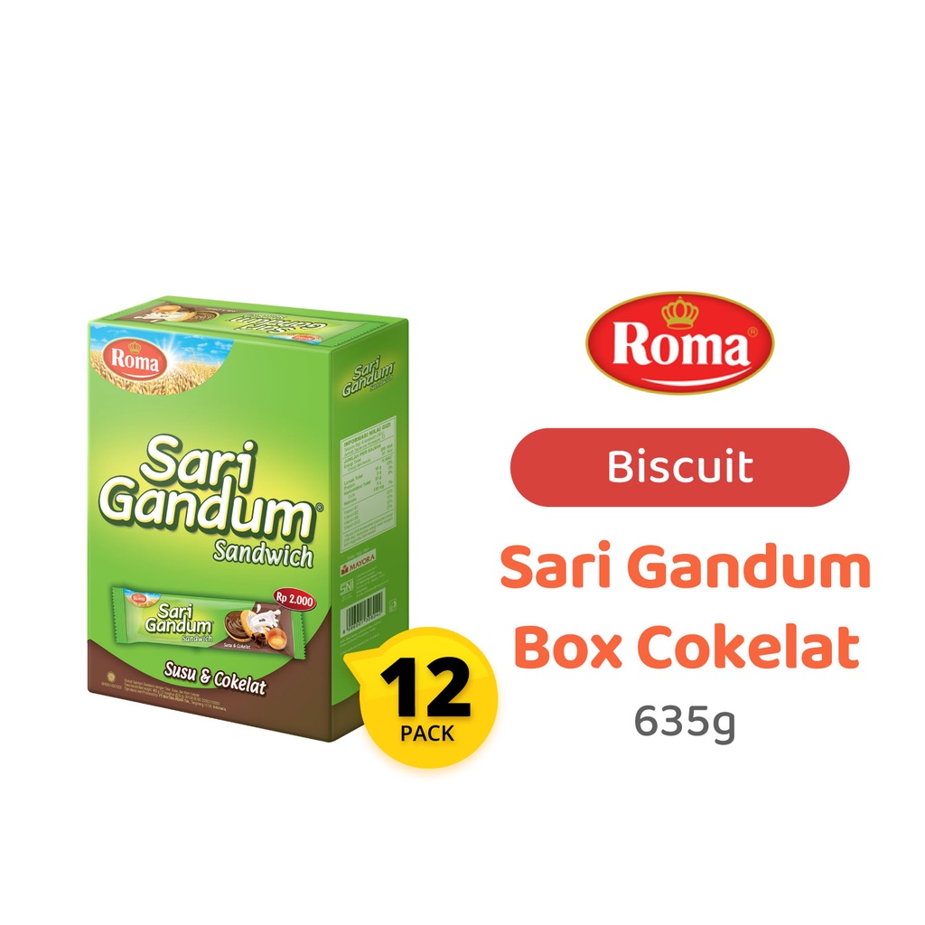 

Roma Sari Gandum Coklat 12 sachet 39 gr