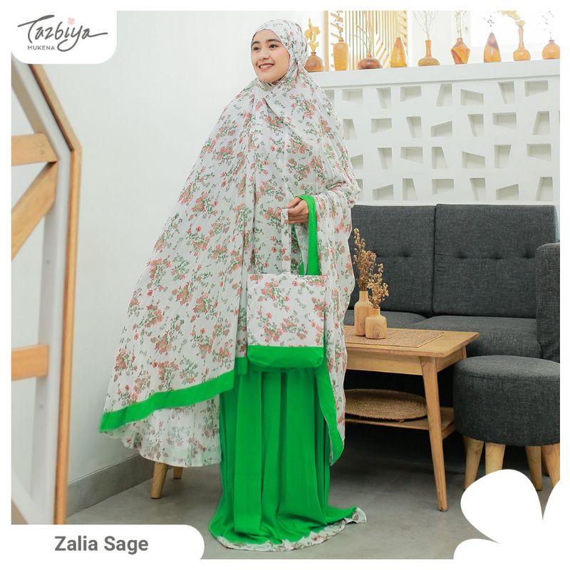 Mukena Tazbiya Zalia List Series Allsize Jumbo Katun Rayon Motif