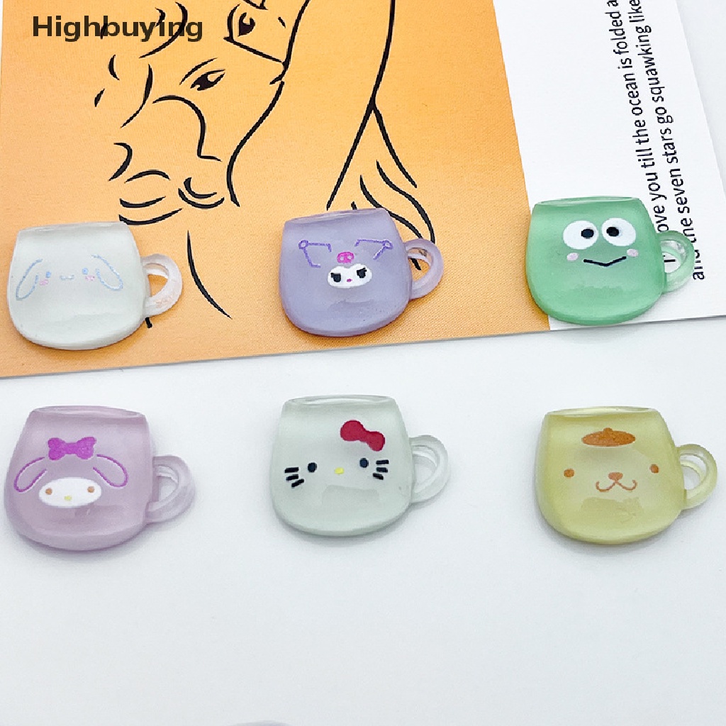 Hbid 10Pcs Sanrio Kartun Bercahaya Cangkir Kecil Diy Handmade Resin Aksesoris Jepit Rambut Patch Glory