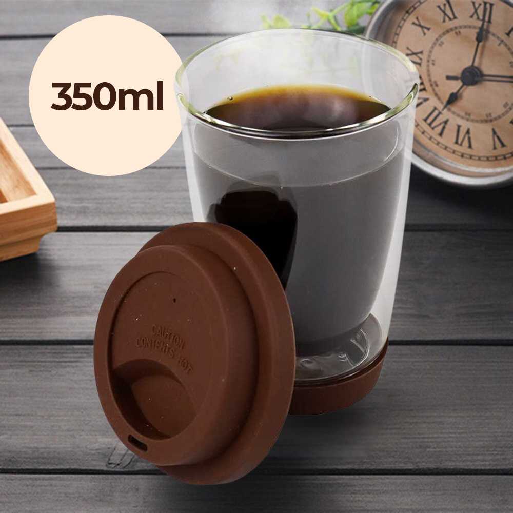 (BISA COD) FTIHSHP JANKNG Gelas Mug Kopi Anti Panas Double Wall Glass 350ml - XLSC-002