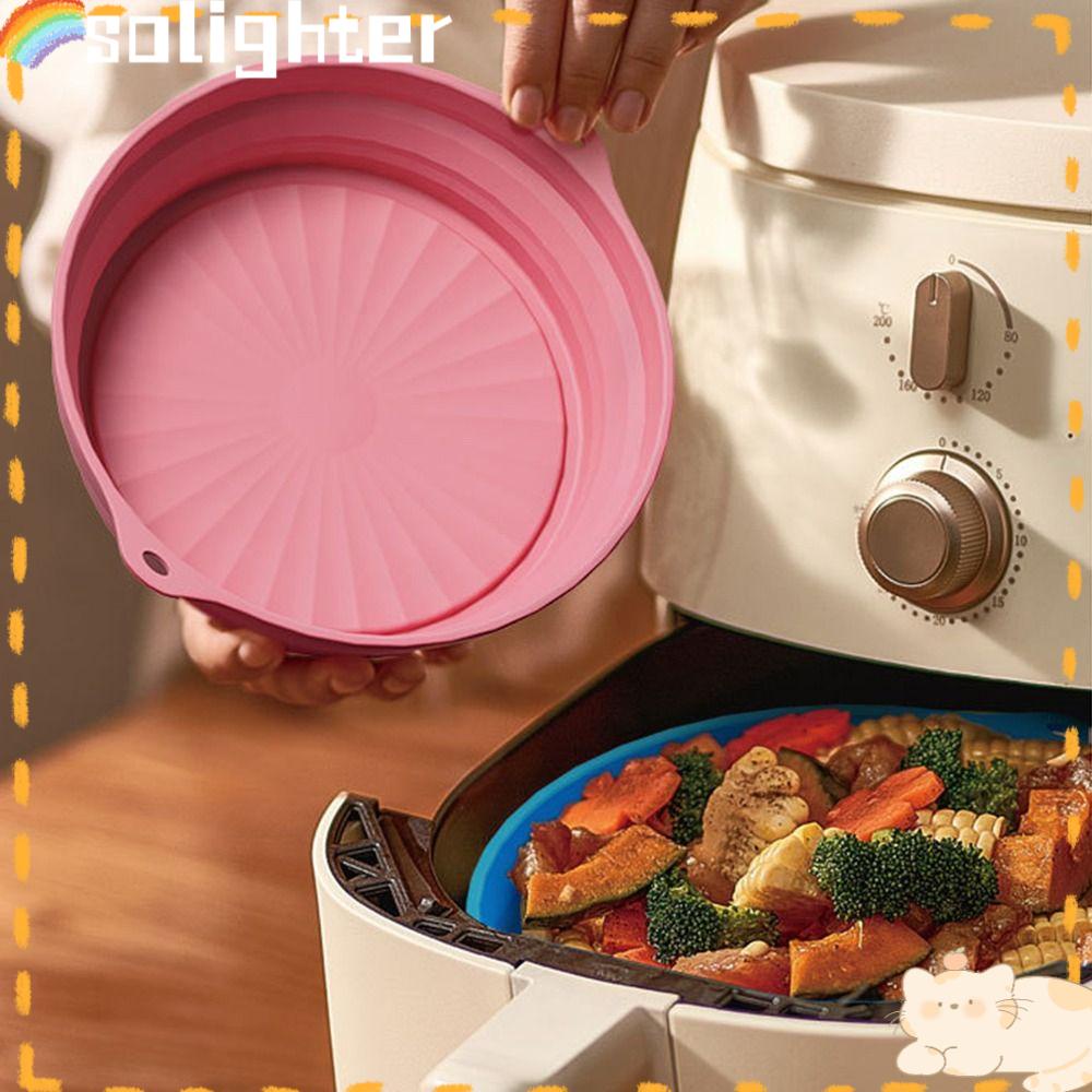 Solighter Round Silicone Pot Soft Cooking Reusable Pizza Plate Baking Basket