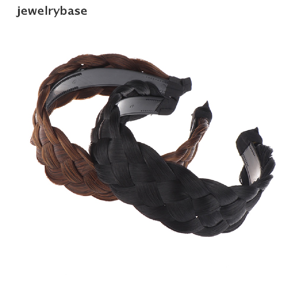 [jewelrybase] Kepang Lima Helai Ikat Kepala Kepang Tulang Ikan Dengan Gigi Non-slip Hitam Coklat Rambut Hoop Aksesoris Rambut Melebar Menebal Ikat Rambut Butik