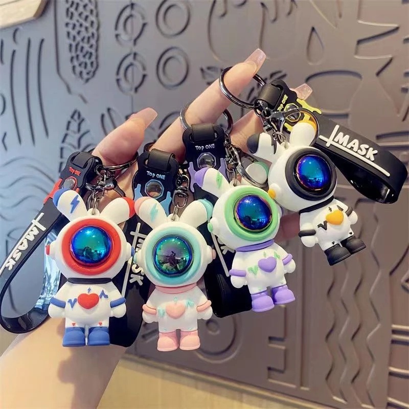 Lucu Pvc Kartun Beruang Petir Gantungan Kunci Astronot Beruang Boneka Keyring Bag Pendant Car Keyholder Bag Charm Aksesoris